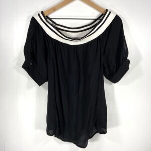 Juicy Couture Black Rayon Short Sleeve Top Womens Large